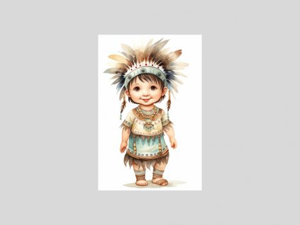 Akvarelová indiánská dívka