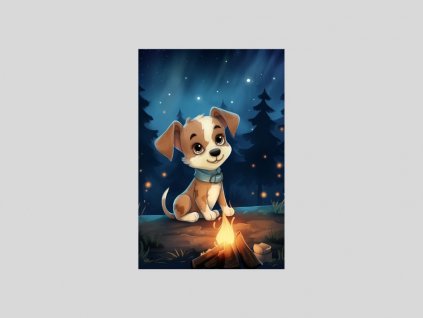 Akvarelový štěněcí táborák