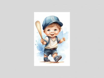 Akvarelový Malý Baseballista