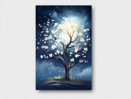 Noční Strom v Akvarelu