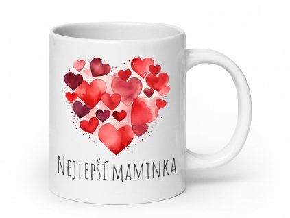 Keramický hrnek 'Nejlepší Maminka' 325 ml s designem srdíček – ideální dárek pro Den matek.