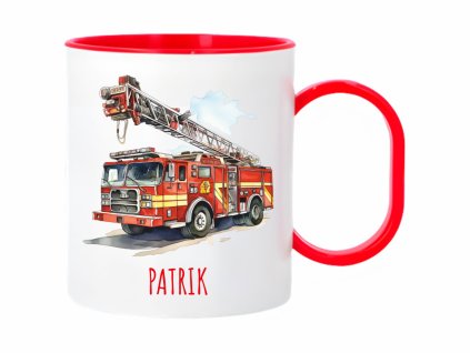 Plastový hrnek 300 ml s motivem hasičského vozu v akvarelovém stylu