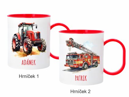 Traktor+Hasičský vůz Sady hrníčků 2x