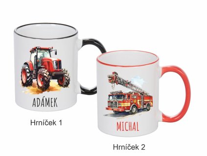 traktor+hasičský vůz Sady hrníčků 2x