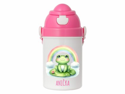 Dětská láhev 400 ml – Žabička na leknínu a duha