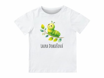 Dětské tričko se jménem – Housenka na větvi