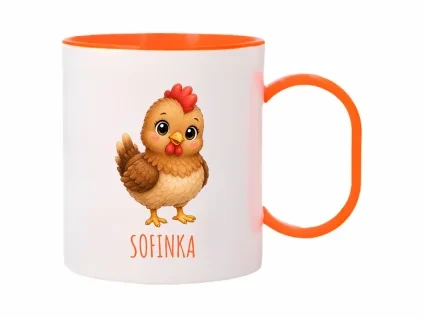slepicka plast hrnek oranzovy