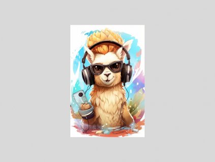 Hudební lama v sluchátkách