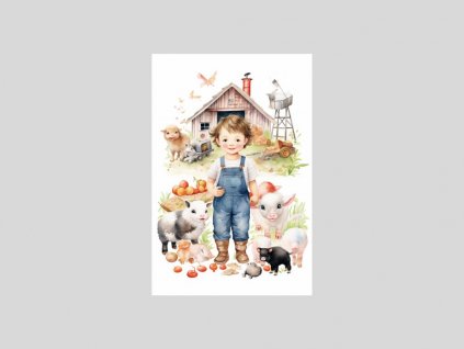 Dětská akvarelová farma s roztomilými zvířátky