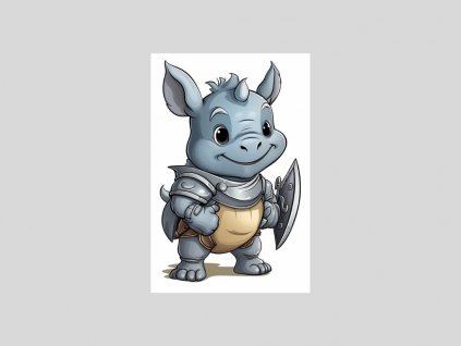 Dráček Obránce s Štítem v Akvarelu