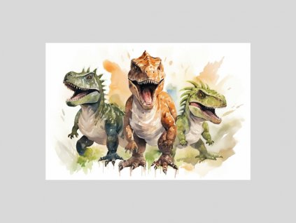 Trojice Akvarelových Dinosaurů