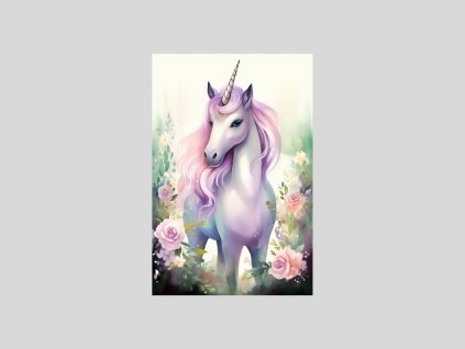 Akvarelový Jednorožec v Květinovém Ráji