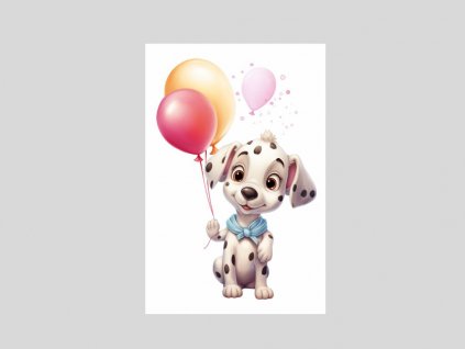 Veselé štěně s balónky
