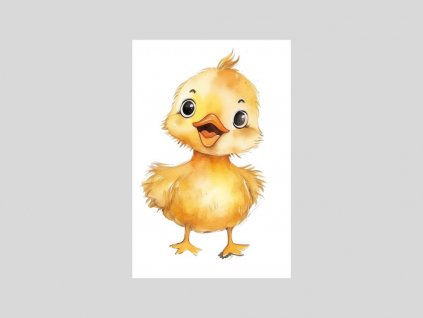 Akvarelové kuřátko s roztomilým výrazem