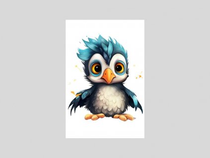 Akvarelová sova s třpytivými očima