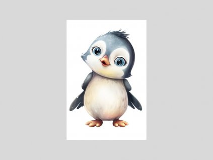 Roztomilý akvarelový tučňák