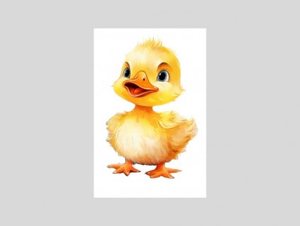 Akvarelové káčátko v jasné žluté