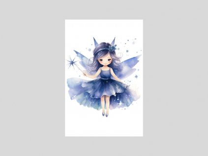 Akvarelová víla s kouzelnou hůlkou