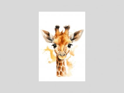 Akvarelová portrétní žirafa