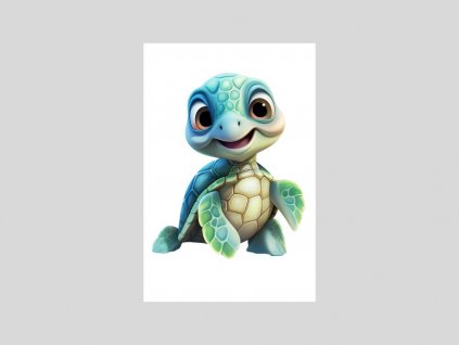 Roztomilý akvarelový plakát želvy