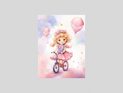 Dívka na jednokolce s balónkem