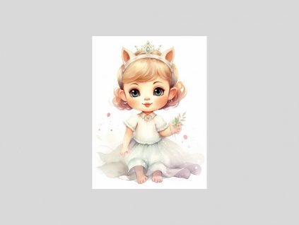 Akvarelová princezna s květinou