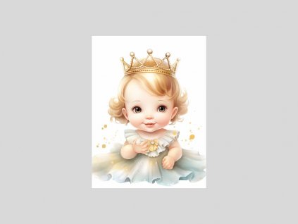 Akvarelová princezna s korunou