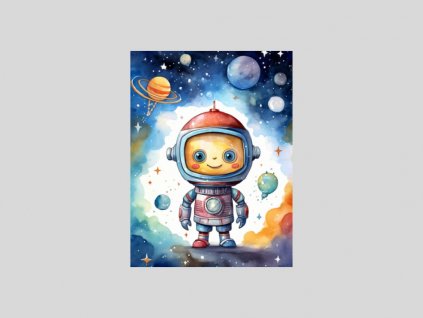 Vesmírný akvarelový astronaut