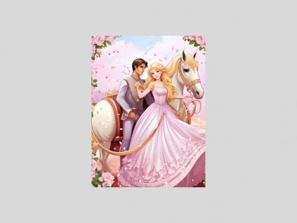 Akvarelový pohádkový pár a kůň