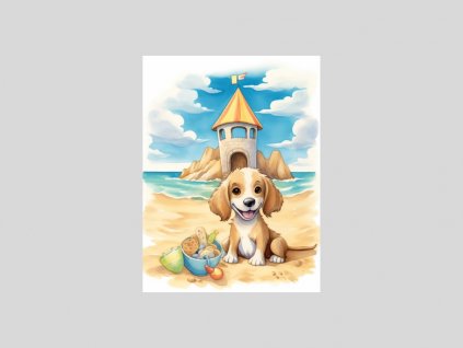 Akvarelový štěněcí hradní strážce