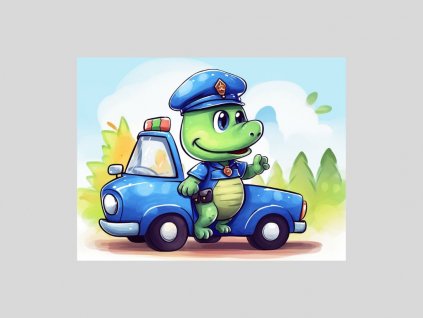 Dráček v policejním autě