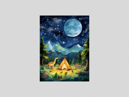 Noční táboření s dinosaury