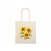 100% bavlněná ekologická taška s uchy a živým potiskem slunečnic, ideální pro milovníky přírody a udržitelné módy.