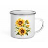 Smaltovaný plecháček o objemu 350ml s živým potiskem slunečnic
