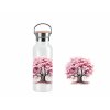 Dvoustěnná nerezová termoska s akvarelovým motivem rozkvetlé sakury a možností personalizace.