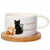 Hrnek makronka 200 ml – Dýňové latte & černá kočka