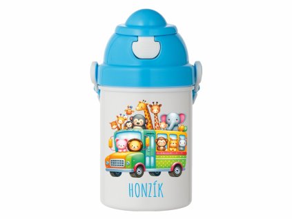autobus plny zviratek modra