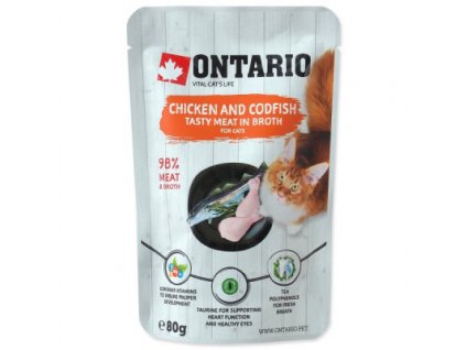 KAPSIČKA ONTARIO CAT CHICKEN AND CODFISH IN BROTH 80G