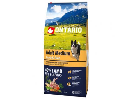 Ontario Adult Medium Lamb &amp; Rice 12kg