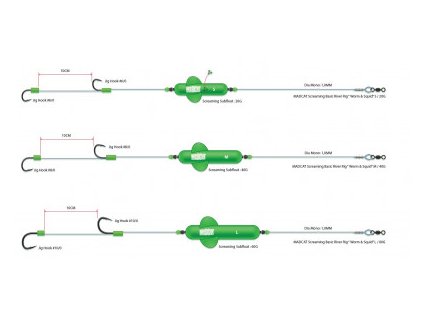 MADCAT® SCREAMING BASIC RIVER RIGS “WORM &amp; SQUID” 20g