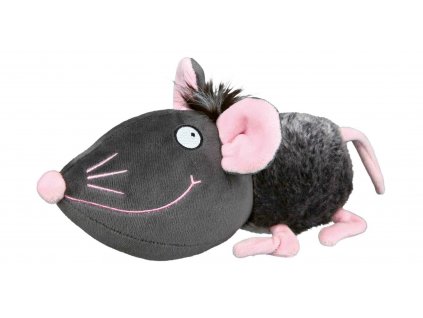 Trixi Plyšová myš šedá s růž.ušima,čumákem,tlapkami 33cm