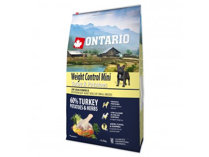 ONTARIO Dog Mini Weight Control Turkey & Potatoes 6.5kg