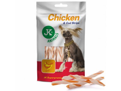 44963 jk superpremium meat snack dog 100 chicken cod strips 80 g 1