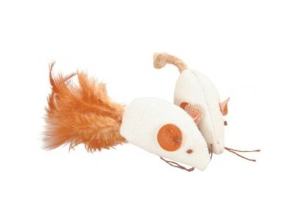 Hračka kočka myš bílá 2 x 4cm textil Zolux