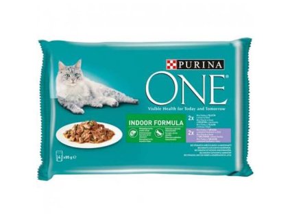 Purina ONE Indoor mini filetky s tuňákem a zelenými fazolkami / s telecím a mrkví 4x85g