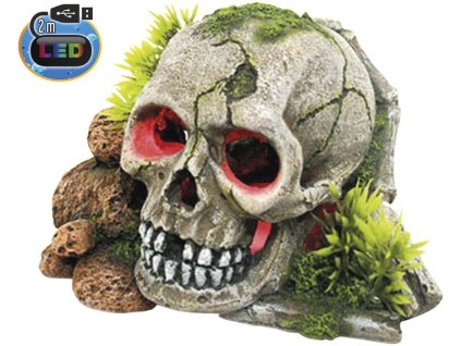 Dekorace lebka s LED 15,5 x 13,3 x 9,5 cm