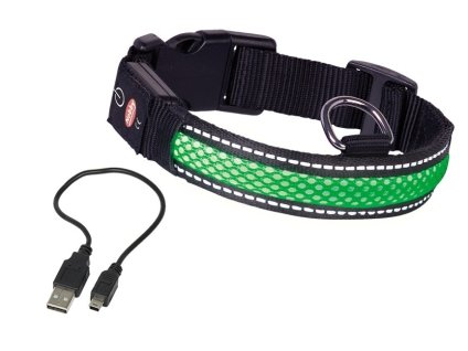 Nobby Flash Mesh svítící zelený obojek vel. L (45 - 63 cm)