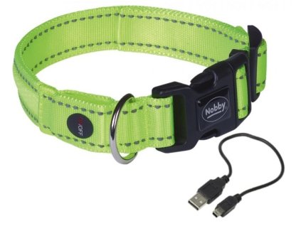 Nobby Flash Mesh LED svíticí obojek žlutý vel. XS - S