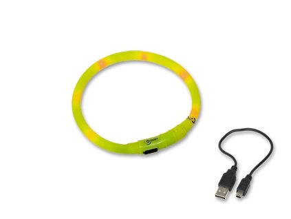 Nobby LED plochý svítící obojek pro psy žlutý L 70cm