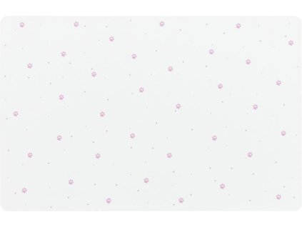 Prostírání pod misky PAW Print, 44 x 28 cm, bílá / růžové ťapky